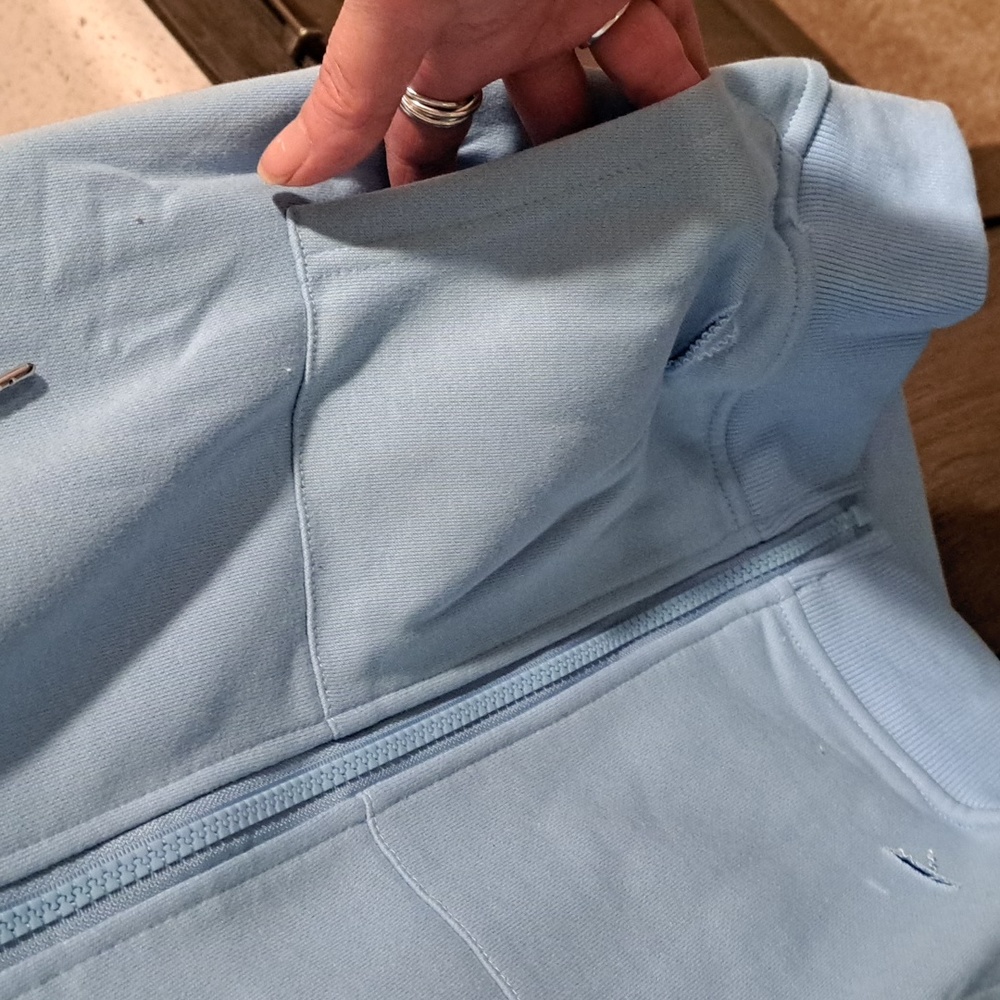 New sky blue distressed zip-up hoodie - Picture 8 of 11